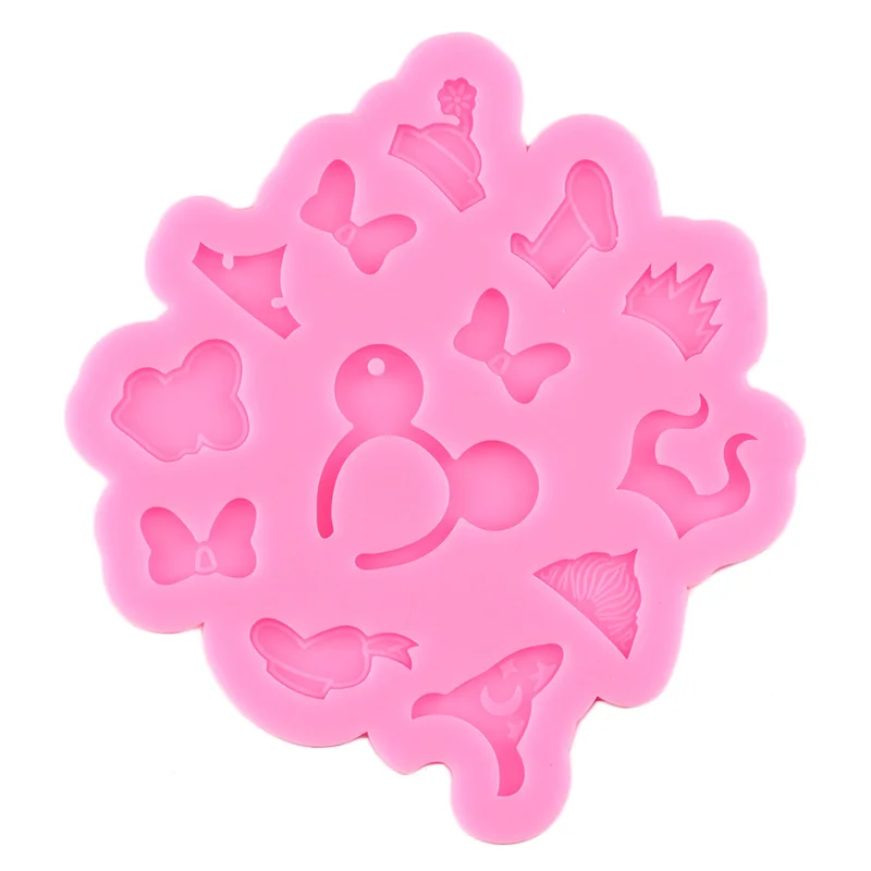 Super Glossy Mouse Head Silicone Mold Bow Epoxy Resin Craft Keychain DIY Handmade Jewelry Molds Fondant Cake Decorating Tools