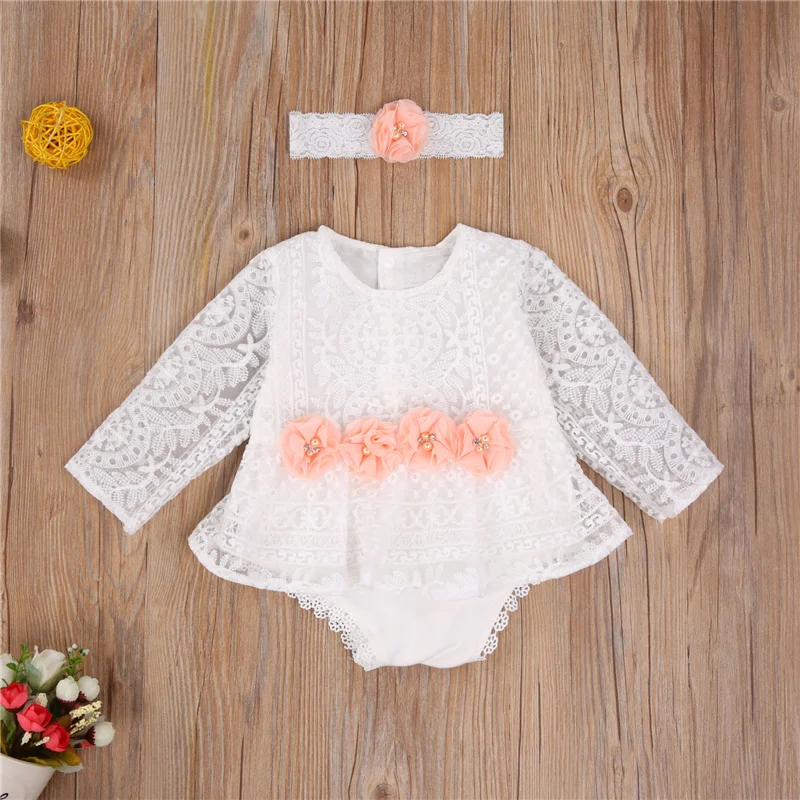 Blotona Cute Newborn Baby Girl Sleeveless/Long Sleeve Lace Romper Jumpsuit Tutu Dress Outfits Clothes 0-24M