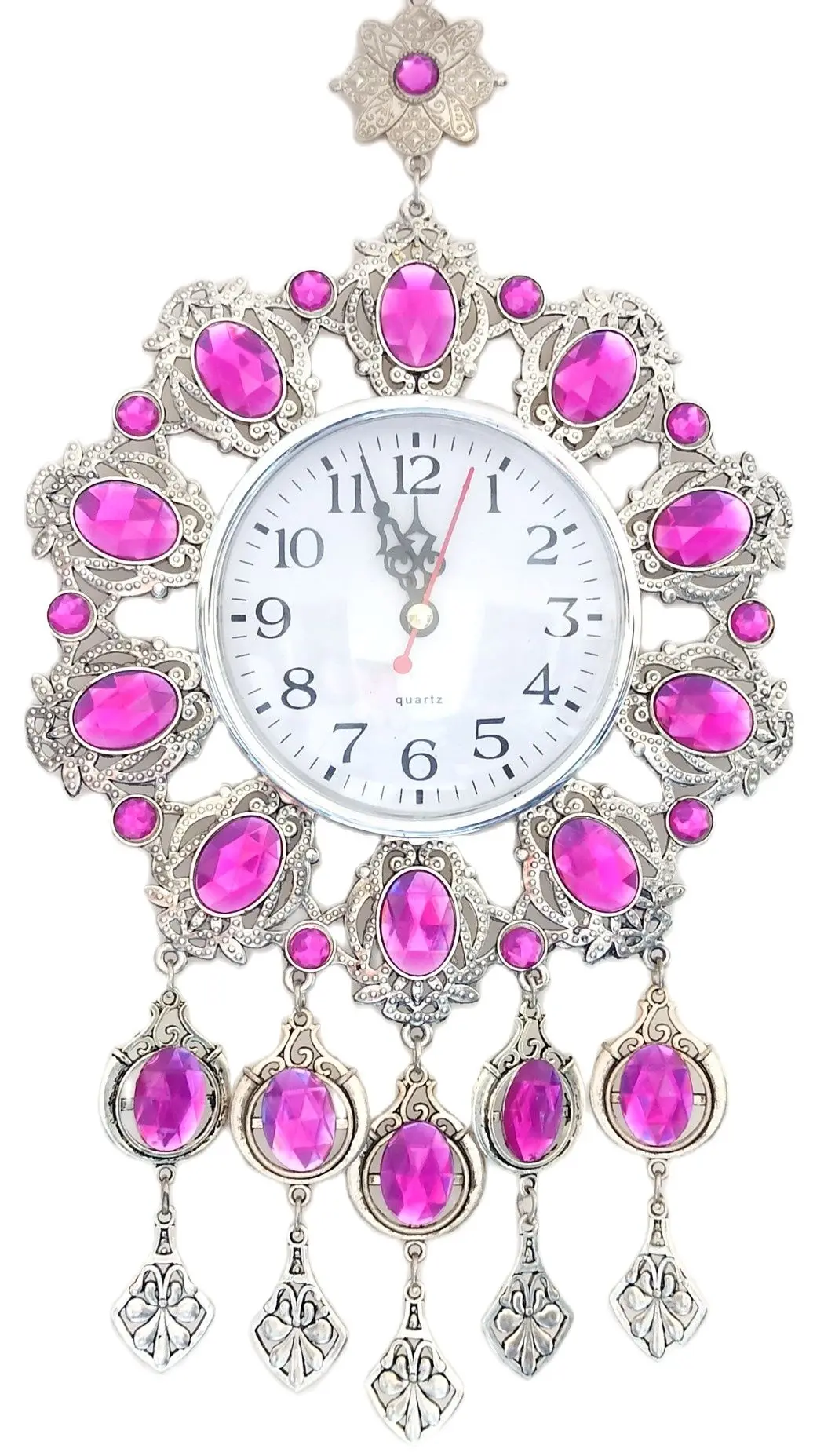 Pink Stone Silver Plated Does Not Fade And Tarnish Small Size Wall Clock