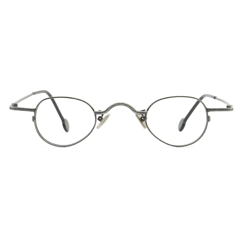 Round Women Vintage Metal Eyeglass Frame Men Optical Glasses Frame Retro Nerd Oval Lightweight Rx Spectacles Silver Grey Eyewear