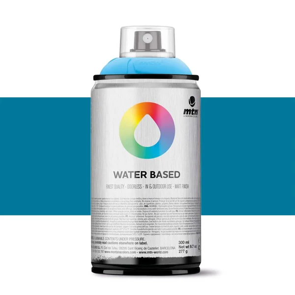 Spray paint brand MTN Water Based Color Blue Green Deep 300 ml Montana low pressure Little Ideal smell interior