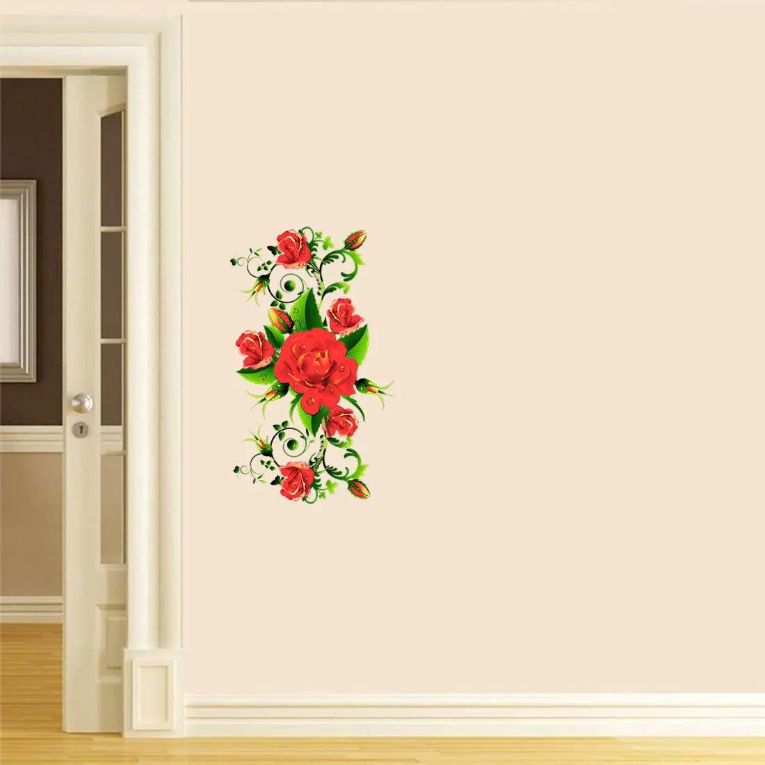 Three Ratels QCF185 Bright red rose celebration site decoration home wall paste toilet Decal