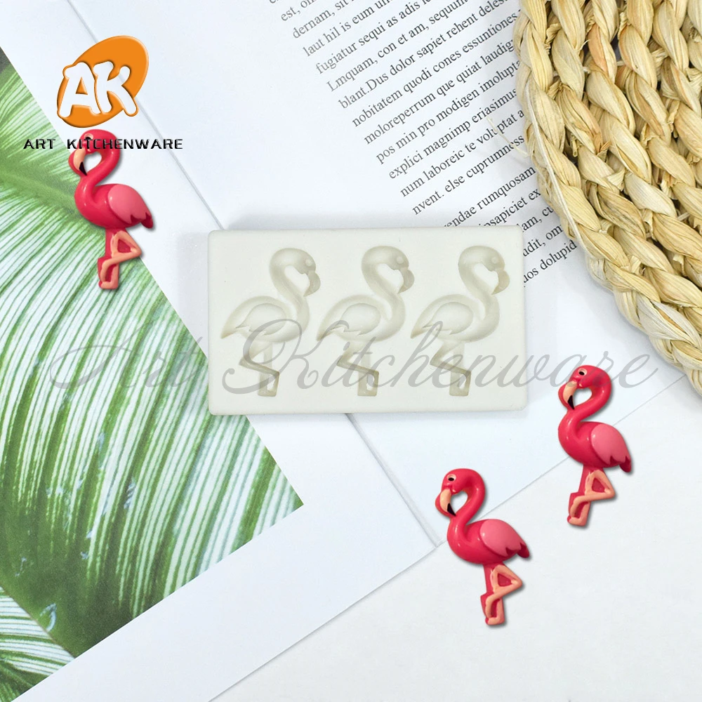 3 Flamingo Style Silicone Mold Fondant Cake Decoration Silicone Mold Hand Made Decorating Leaves Chocolate Candy Silica Gel Mold