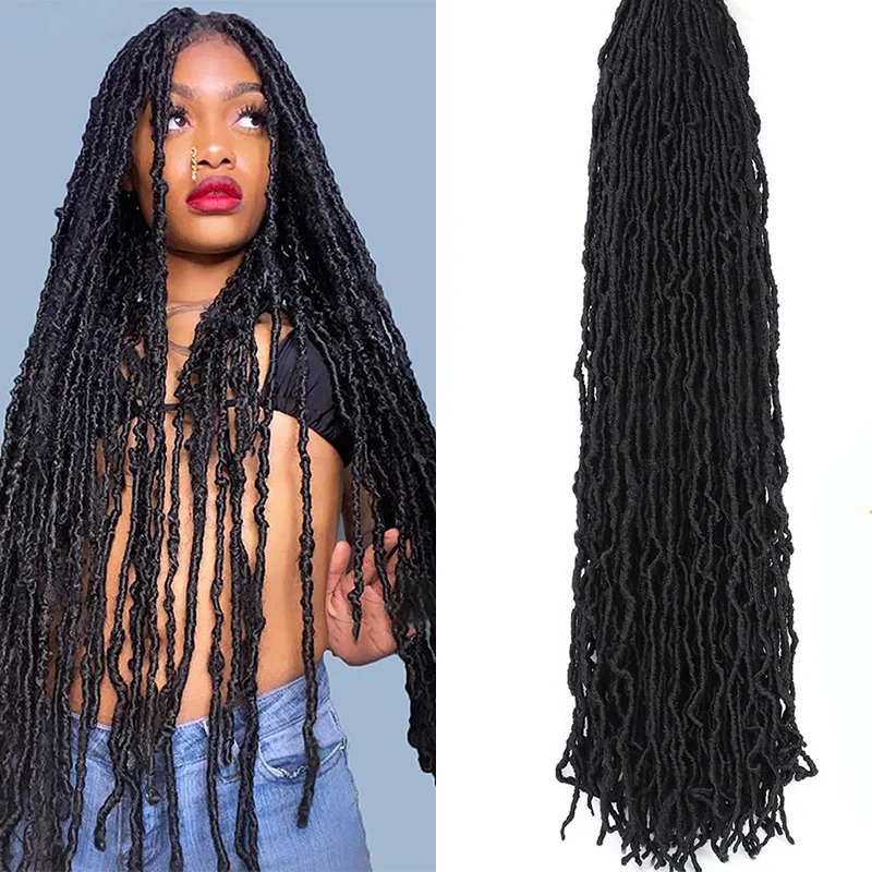 36Inhes Super Long Faux Locs Dreadlocks Extension Crochet Braid Extended New Soft Locs Crochet Hair