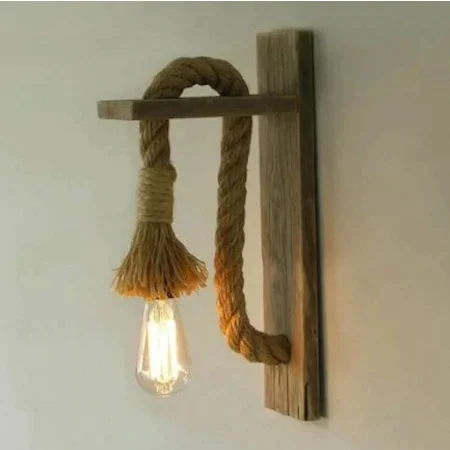 Retro Wooden Wall Sconce Rustic Edison Ceiling Lighting Smart Ra