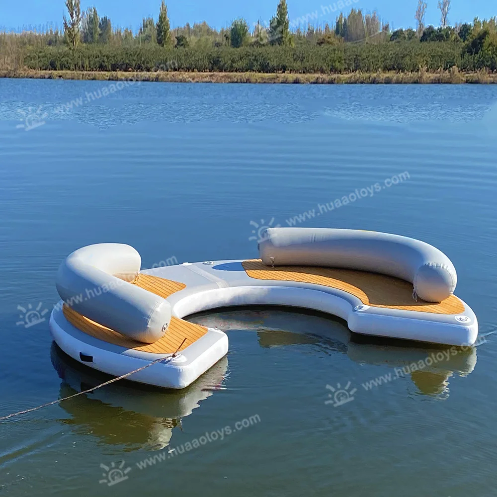 3 meters drop stitch inflatable water party leisure dock platform round shape floating mat