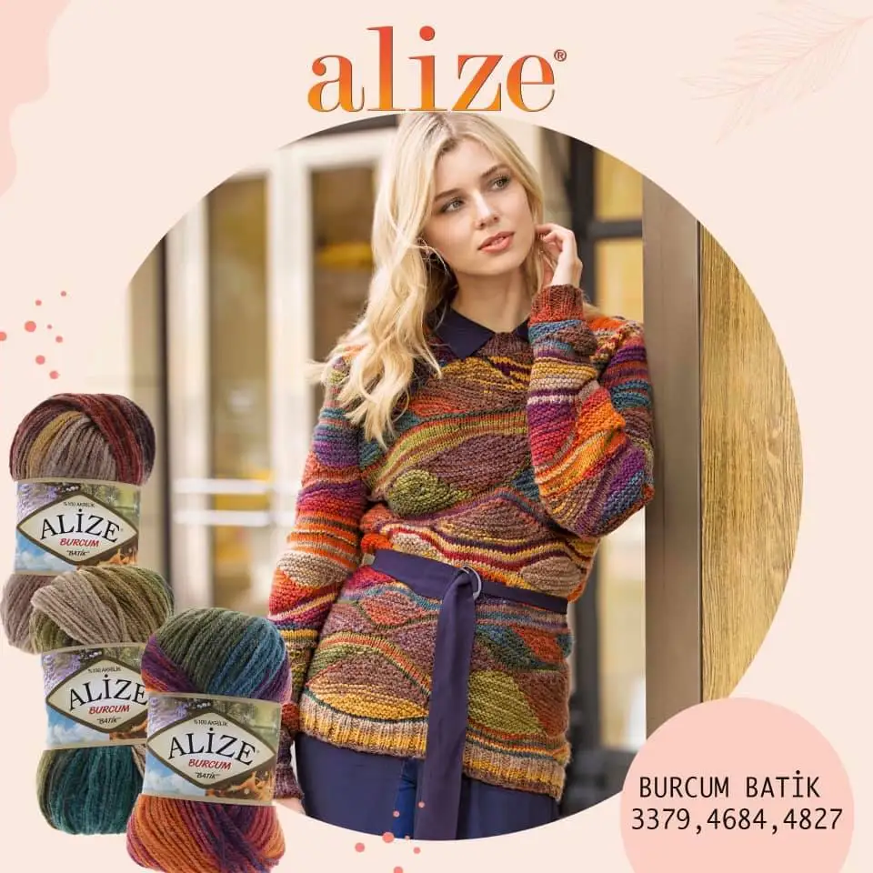 Alize Burcum Batik Ball Patterns Hand Knitting Yarn, 100 Grams 210 Meters, Thread  Acrylic, Spring / Summer Season, Crochet, Clothes, Sport,