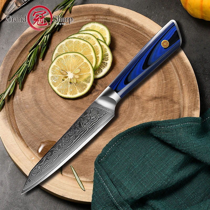 

5 Inch Damascus Kitchen Knife VG10 Japanese Steel Chef's Petty Utility Knives Vegetables Paring Cooking Home Butcher Sharp Tools