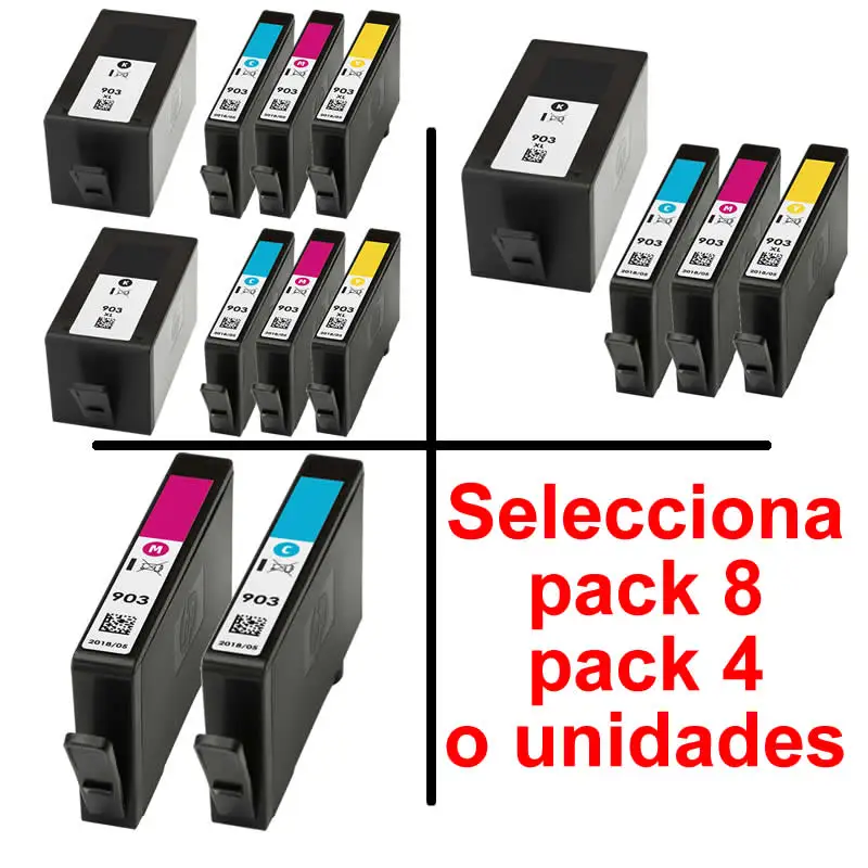 Ink N ° 903 XL (Anti-upgrade Chip) pack or units for OfficeJet Pro 6950 6860 6950 6951 6960 6961 6962 6963 6964 6965 6966 6968 6970 6974 6976 6979 6971 6978