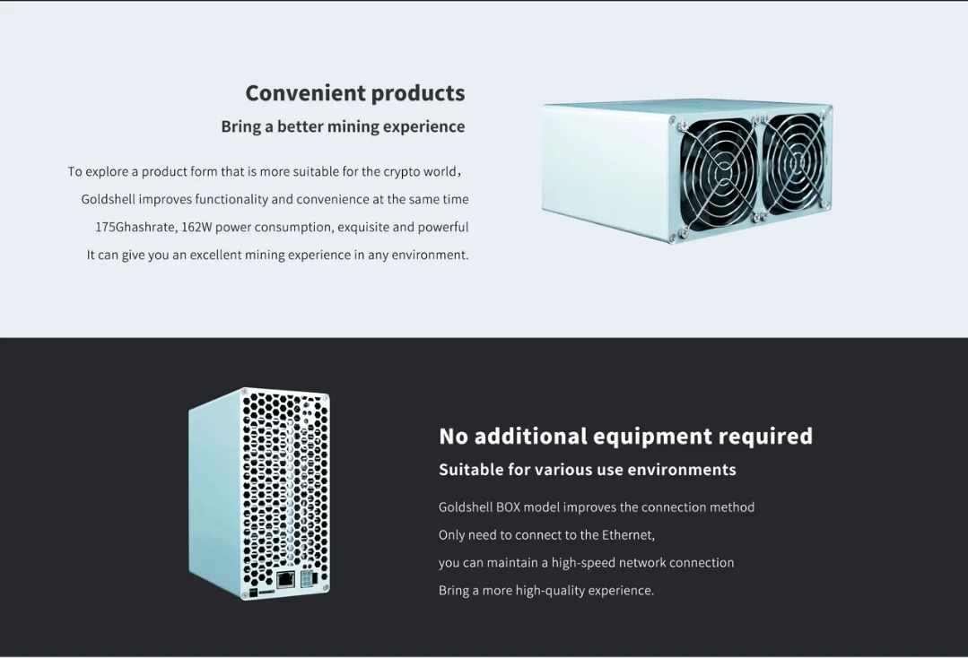 Imagem -04 - Mineiro Mudo Lbc Goldshell Lb-box 175gh s Miner Lbry Mineiro com Psu Mais Econômico do Que Ck-box Kd-box Minidoge Antminer s9 Z15 Novo