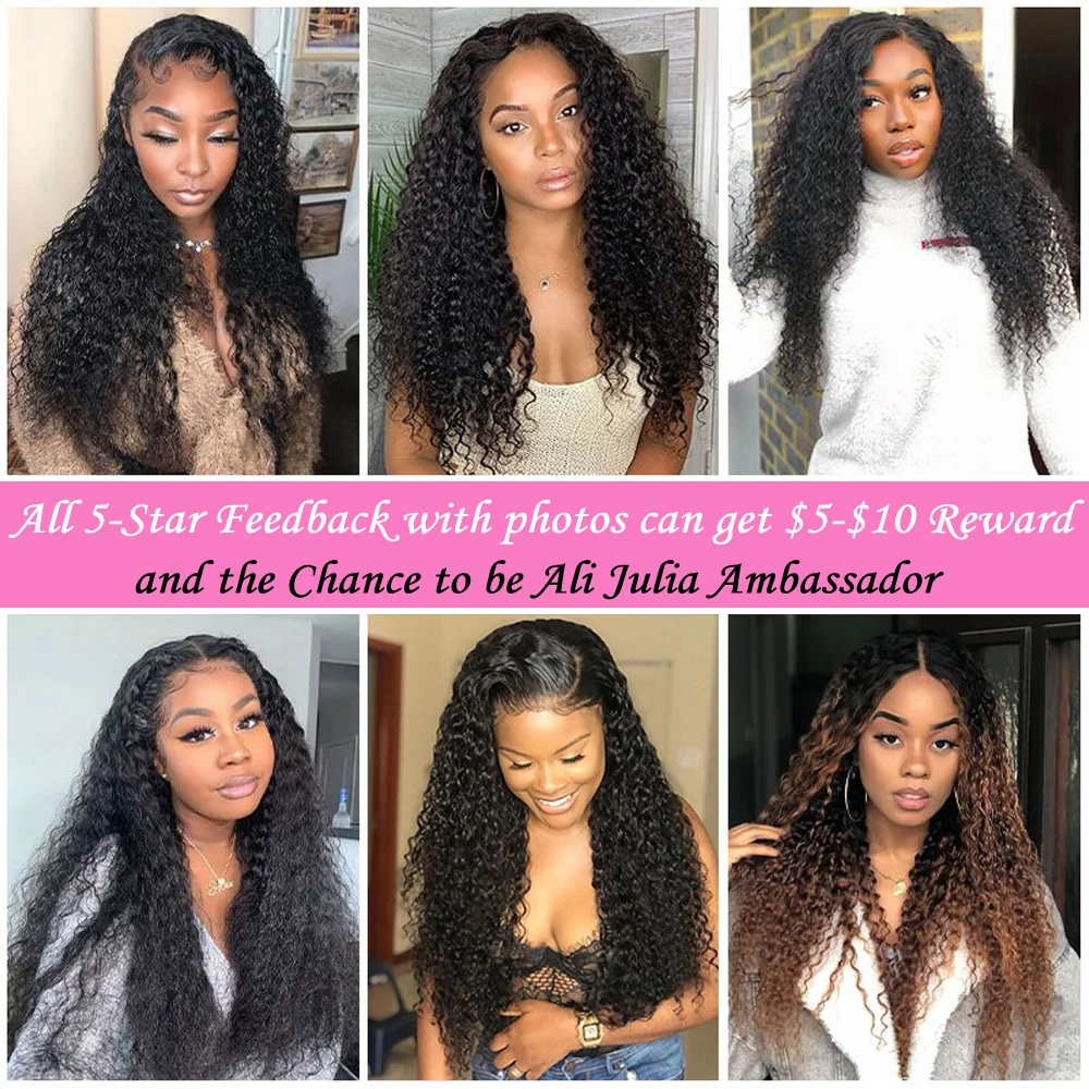 Ali Julia Malaysian Curly Lace Closure Free Part 150% Density Raw Human Hair 14