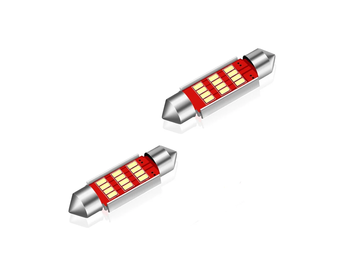 2 x LED Bulbs 12 SMD 4014, 41mm SMD Interior Trunk White Cold Canbus 6500k, No Error