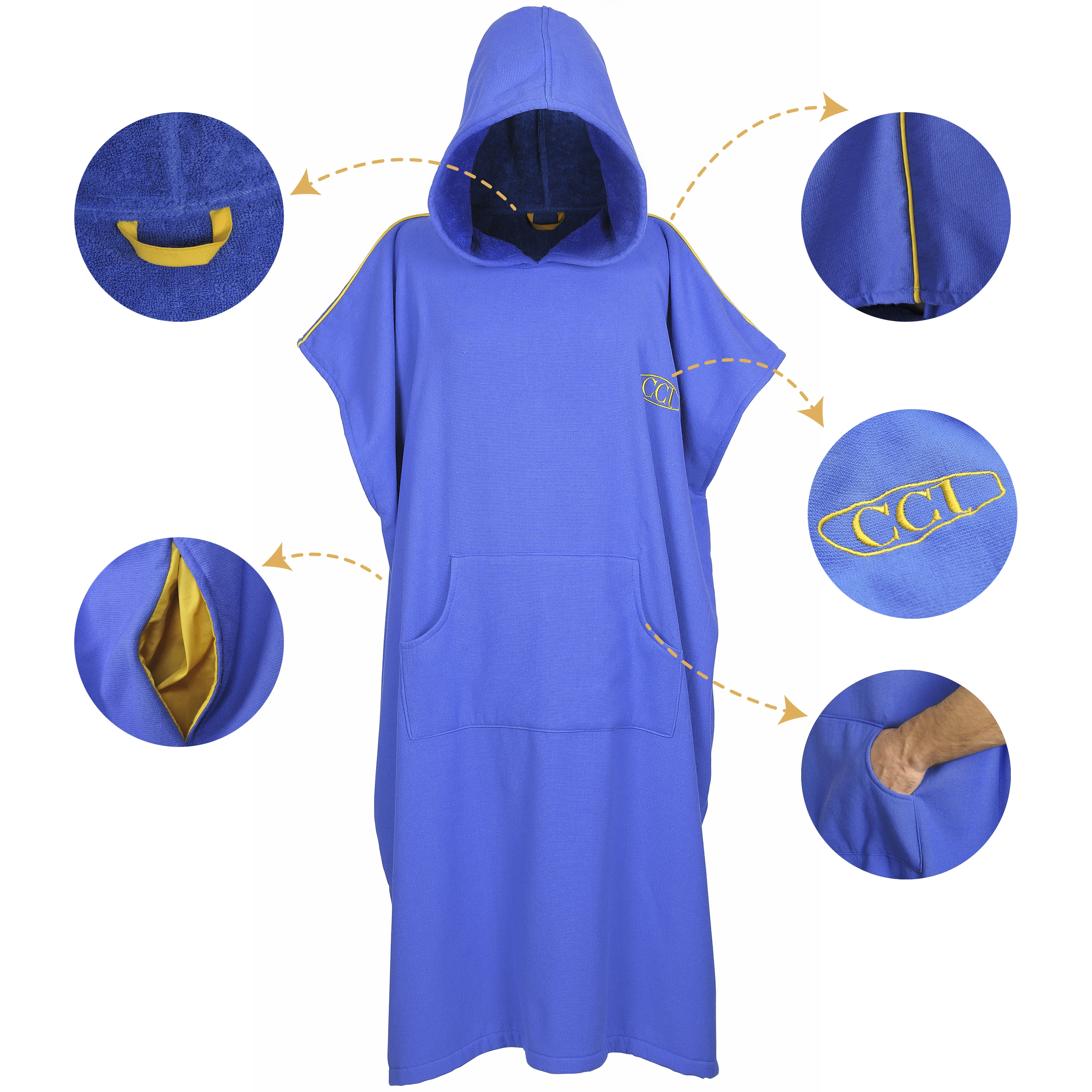 

CACALA 100% Cotton Quick Dry Pancho for Surf, Sea, Pool, Drying After Bath and Changing in Public Easily