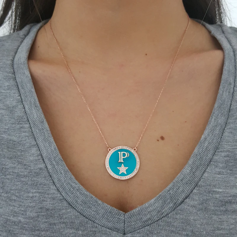 P Initial Letter Necklace Id Necklace Custom Necklace Personalised Necklace Hollywood Star Necklace