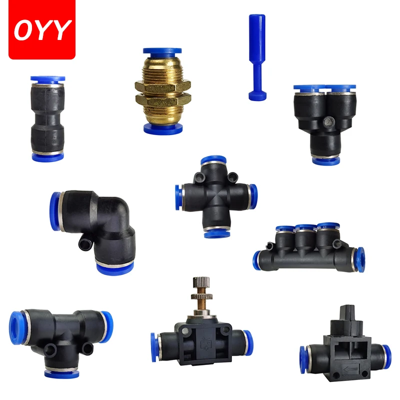 1PCS Pneumatic Fitting Pipe Connector Tube Air Quick Fittings Water Push In Hose Couping HVFF PK PV 4mm 6mm 8mm 10mm 12mm 14mm