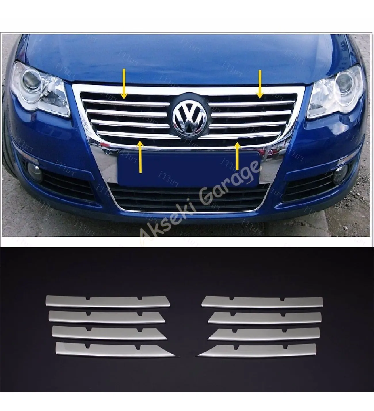 For VOLKSWAGEN Vw Passat 3c B6 Chrome Front Grille 8 Pcs. 2005-2012 Stainless Steel-Auto car Styling Accessories Spoiler Wings