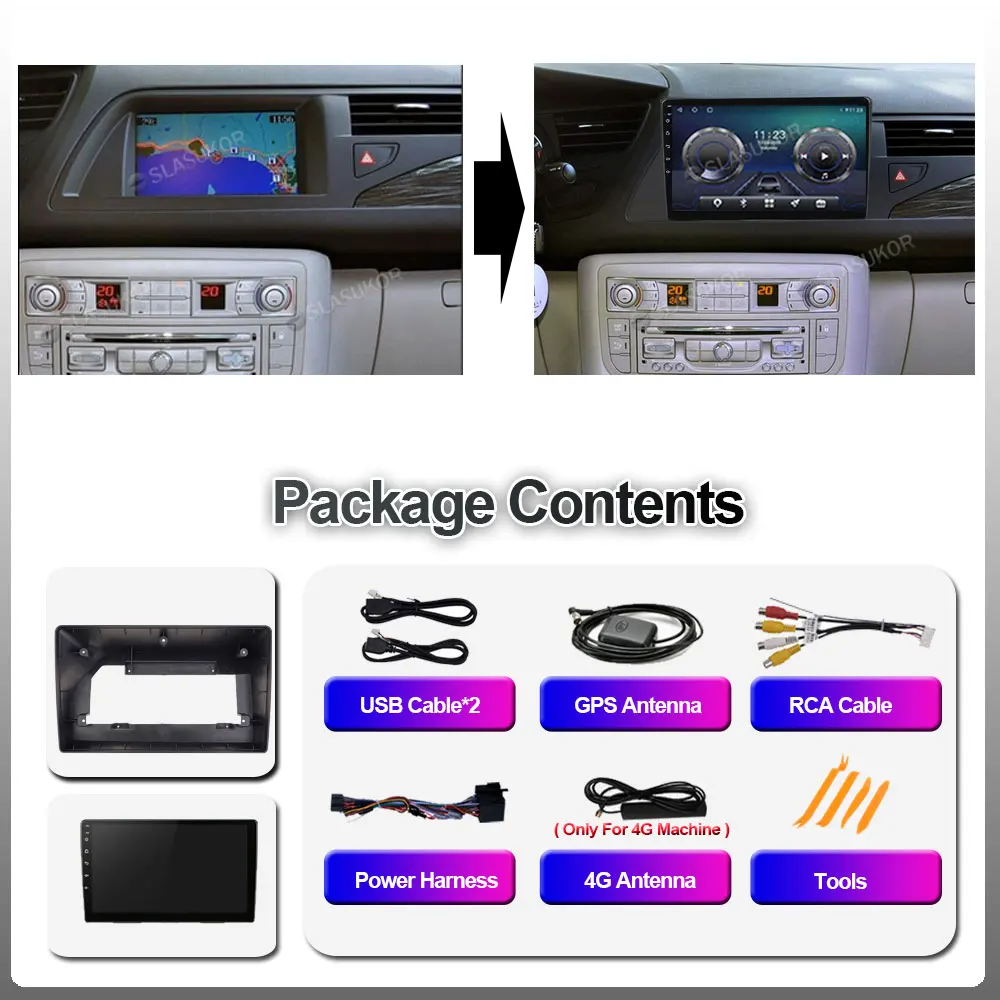 10 INCH Android 10 Car GPS DVD Player For Citroen C5 2008 - 2017 Car Radio Multimedia System Navigation Stereo Head Unit DSP RDS