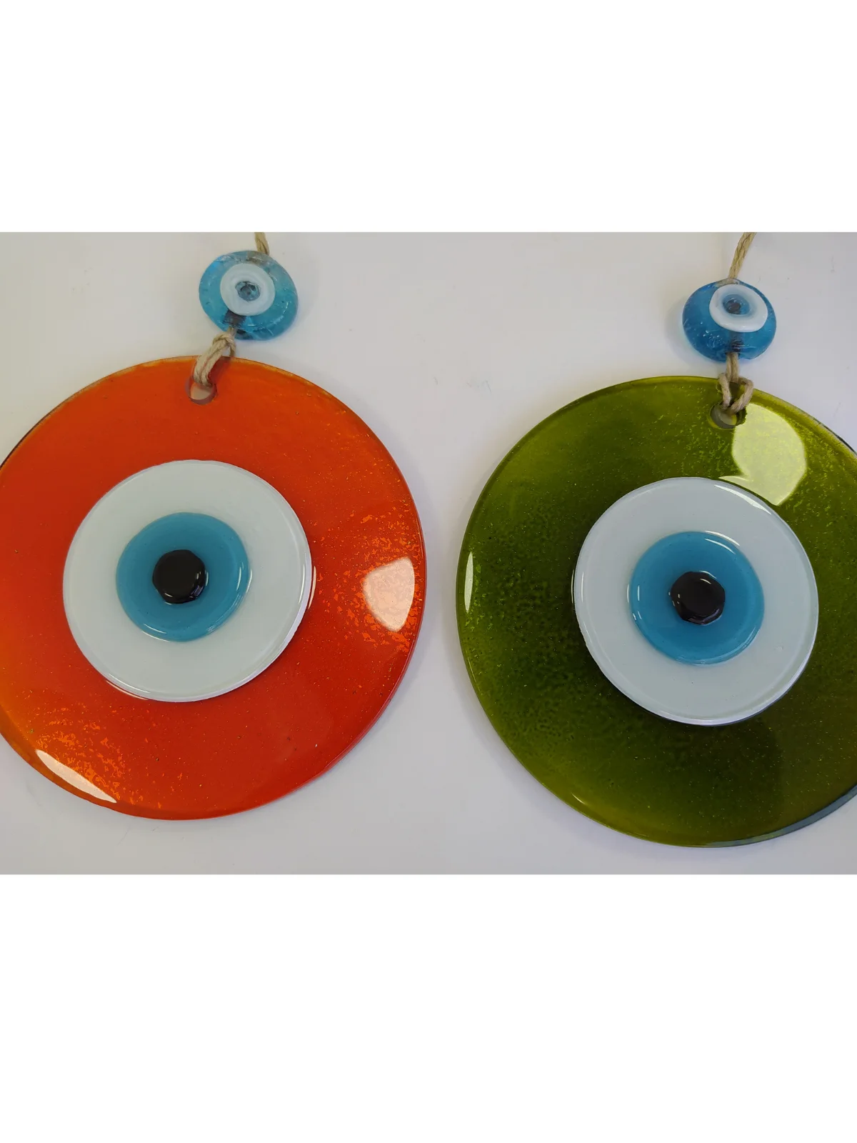 Orange and Green Evil Eyes Big Glass Beads Pendant Charm Turkish Amulet for Wall Hanging Home Room Decor Made in Turkey