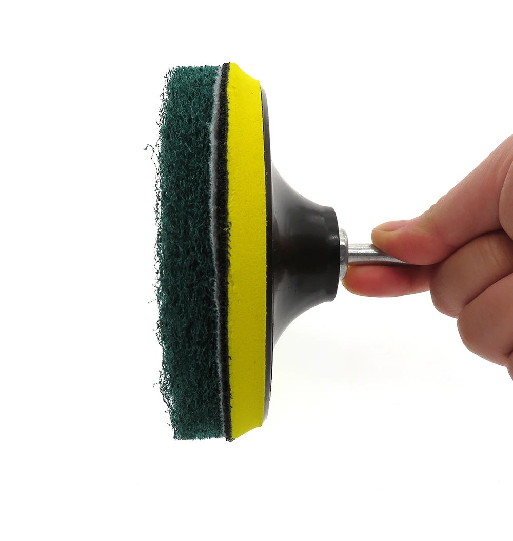 11 pz 4 Pollici Trapano Power Scrubber Tamponi abrasivi Kit di pulizia Strumenti per la pulizia della casa Spazzola antipolvere con gancio e tampone abrasivo ad anello