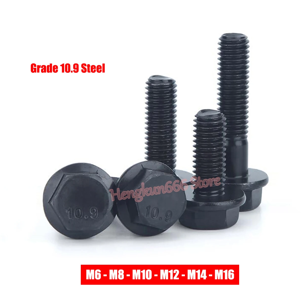 M6 M8 M10 M12 M14 M16 Hexagon Head with Flange Cap Screws Hex Washer Head Bolts Hex Flange Screw Grade 10.9 Steel Black