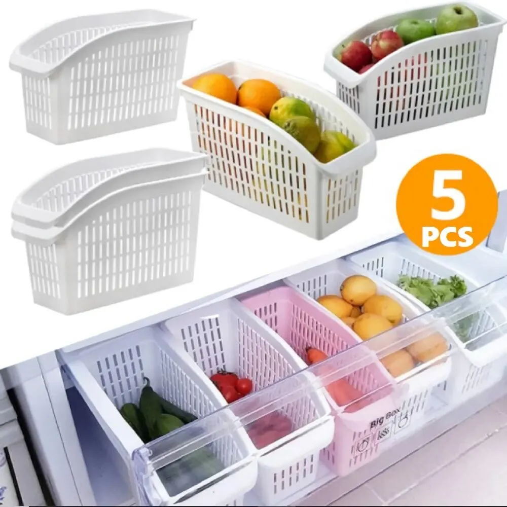 

Kitchen Refrigerator Organizer Basket Container Drawner Adjustable Storage Box Retractable Drawer Space Saving Slide Refrigerato