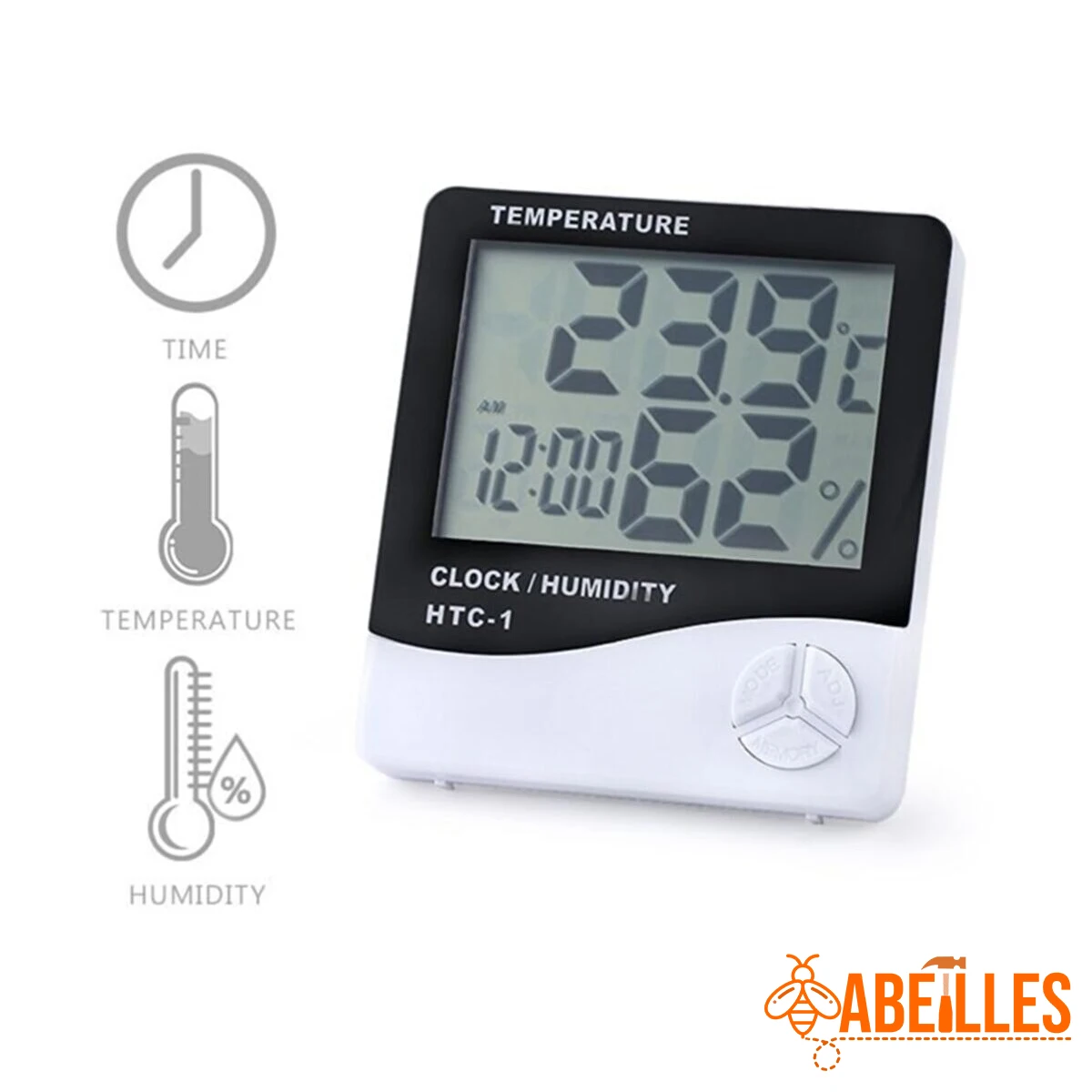 HTC-1 LCD Digital Indoor Temperature Humidity Gauge Time Clock Alarm Hygrometer