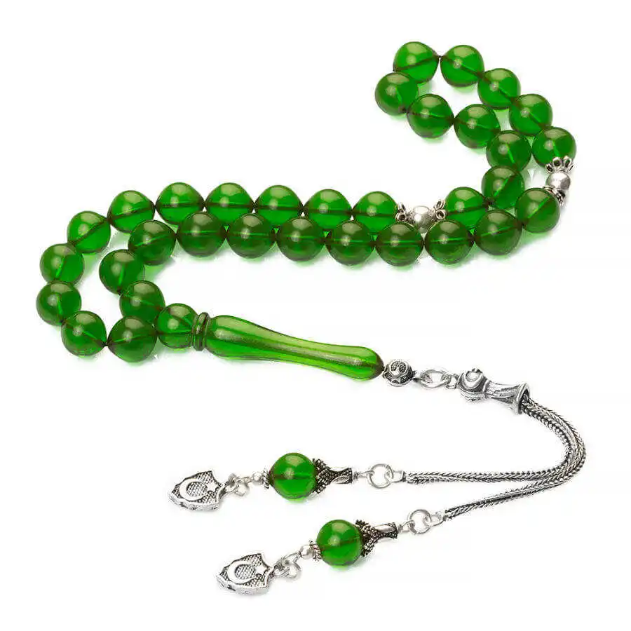 Green Beaded Amber Rosary with Two Tassels Stylish Design That Provides Long-term Good Quality And Durability Luxury New