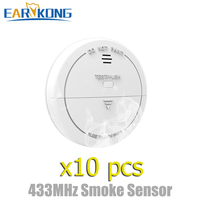 433MHz Wireless Smoke Detector Sensor White 80db Alarm Fire Smoke Detector Fire Protection For Home Security Alarm System