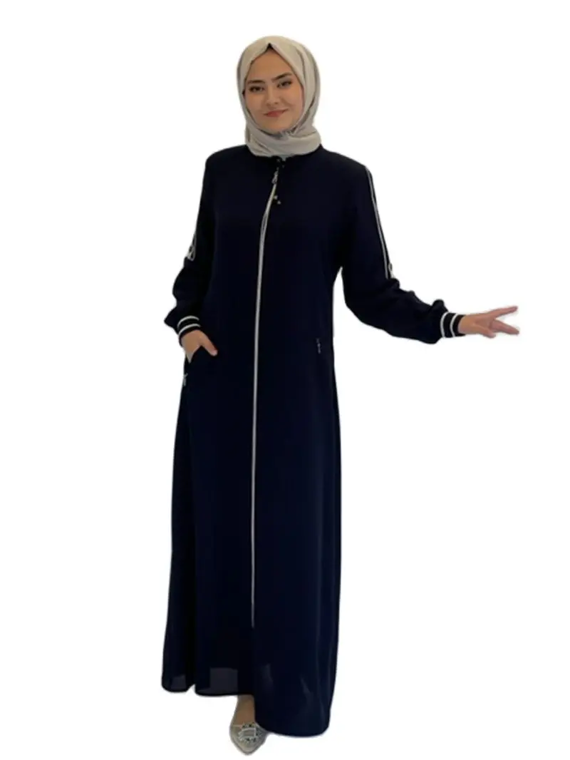 Muslim Abaya Islamic Hijab Fashion Clothing Ribbon Detail Dress Efil Petek Cloth Dress