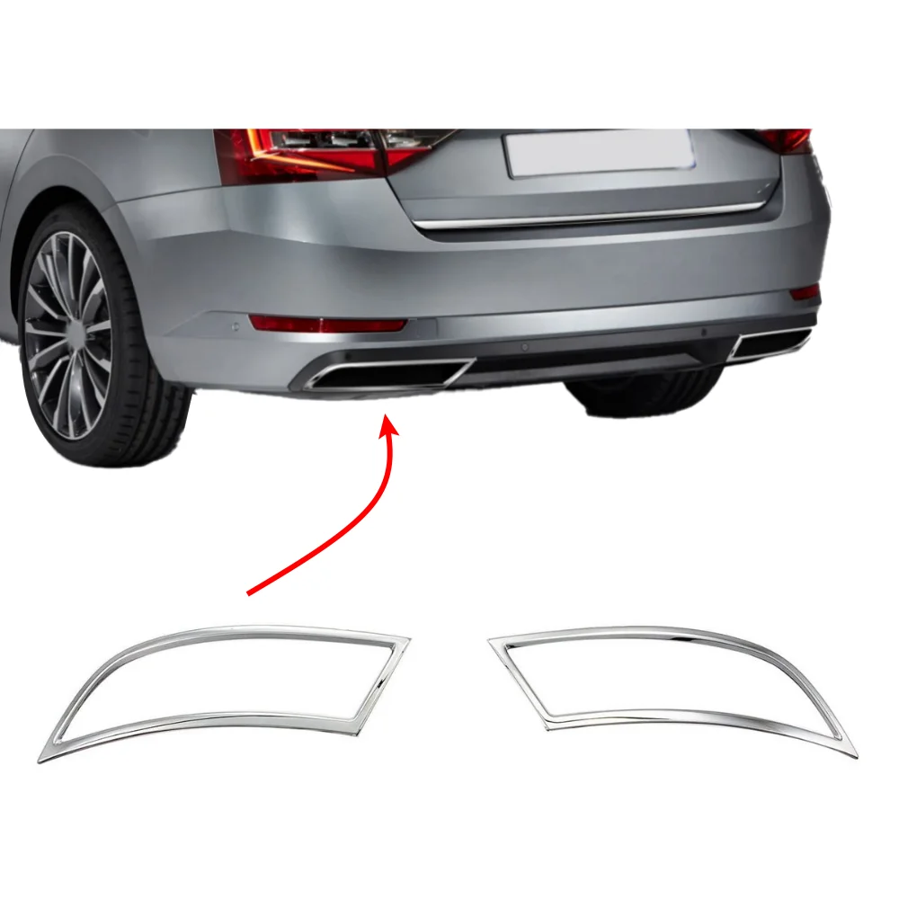 Diffuser for Superb Chrome Exhaust Frame Stainless Steel 2 Pieces Exterior Accessory for Skoda SuperB 3  2015-2019 Model Years