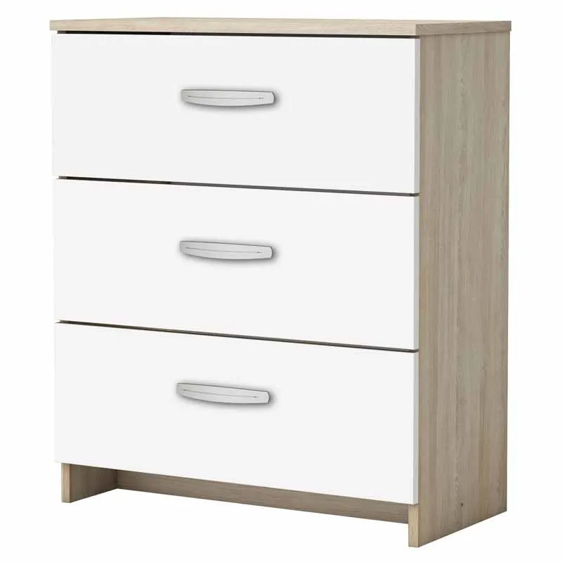 Comfortable sinfonier large table with drawers White and oak Shannon 61x29x72 cm