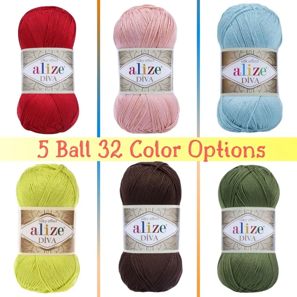 

Quality Hand Knitted Yarn (5 Ball) 34 Color Options 350 Meters(100gr) Mikrofiber Acrylic Knit Yarn-Alize Diva - DIY - Scarf- Beret - Blanket - Cardigan - Dress - Made In Turkey