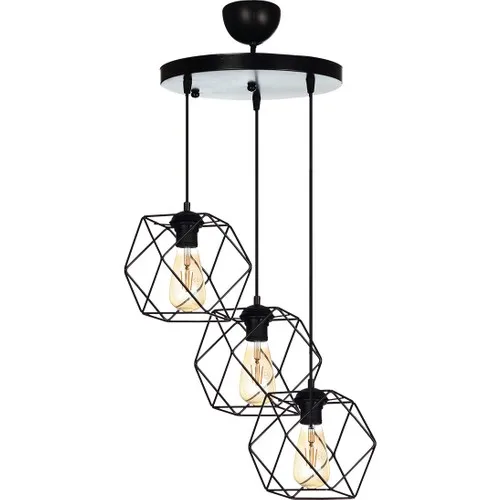 Polat Lighting Prism 3'lü Pendant Lamp Chandelier Black