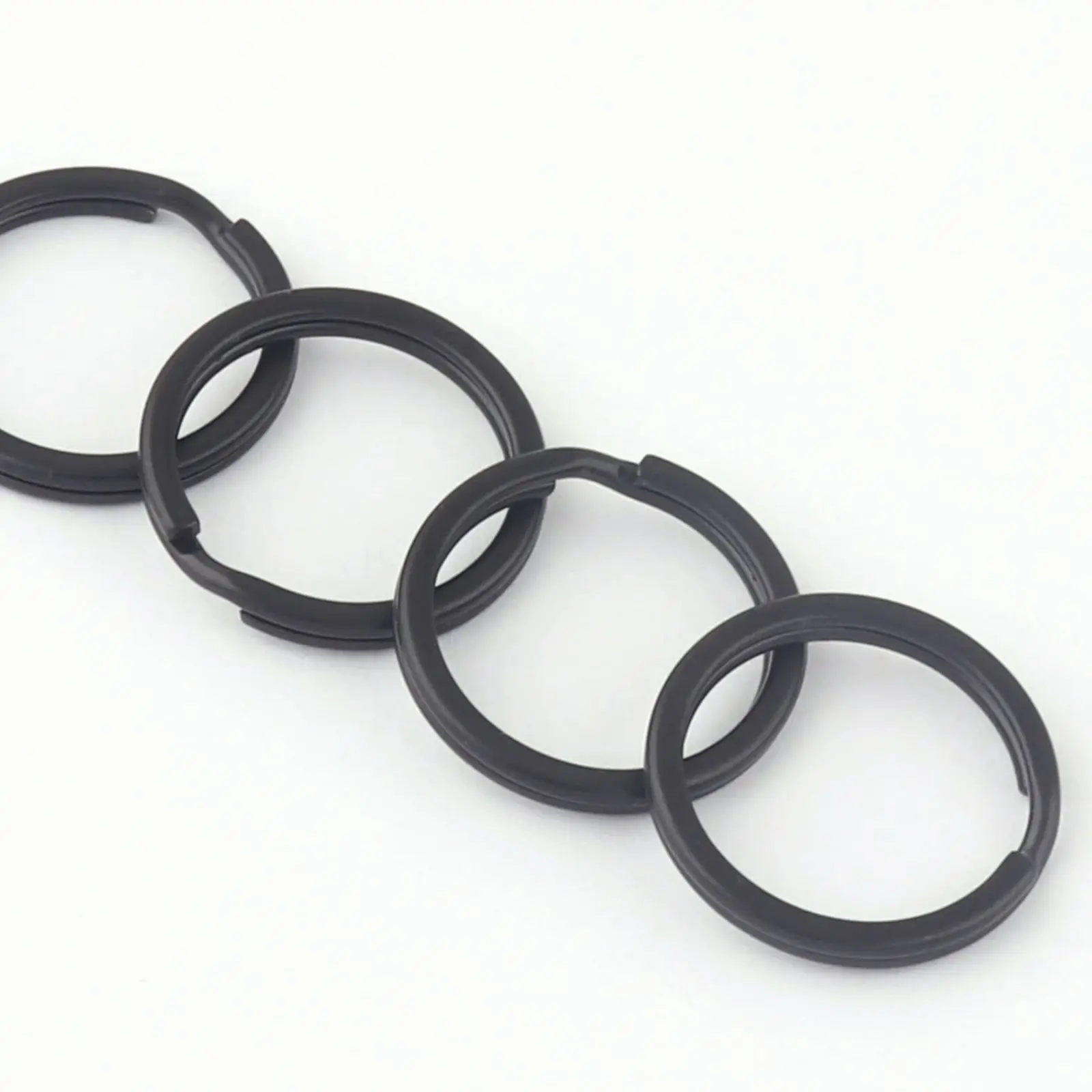 20mm Black Double Split Round Jump Ring Clip Jewelry Making Metal Clasp Connector Purse Making Hardware Webbing Key Ring 8Pcs