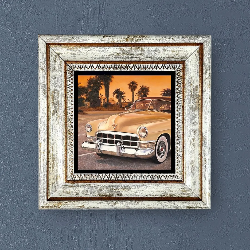 

Handmade Natural Stone Painting Framed Wall Decor Muscle Car Themed Room Vintage Poster Picture Gift Ornament Special Print Piec