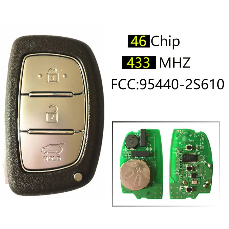 

CN020063 Aftermarket 3 Button Smart Key For 2013-2016 Hyundai Tucson IX35 With 433Mhz 46 Chip FCCID 95440-2S610