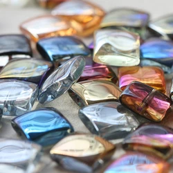 DIY Supply-20 Pieces Plated Crystal Glass Spacer Beads - Flat Square 12mm (G340)