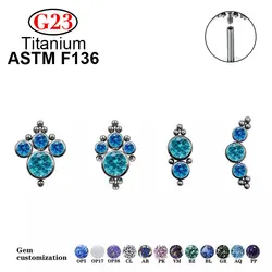 2022 Luxury Blue Zircon Earrings ASTM F136 Titanium 16G CZ Zircon Spiral Tragus Cartialge Labret Lip Piercing Body Jewelry