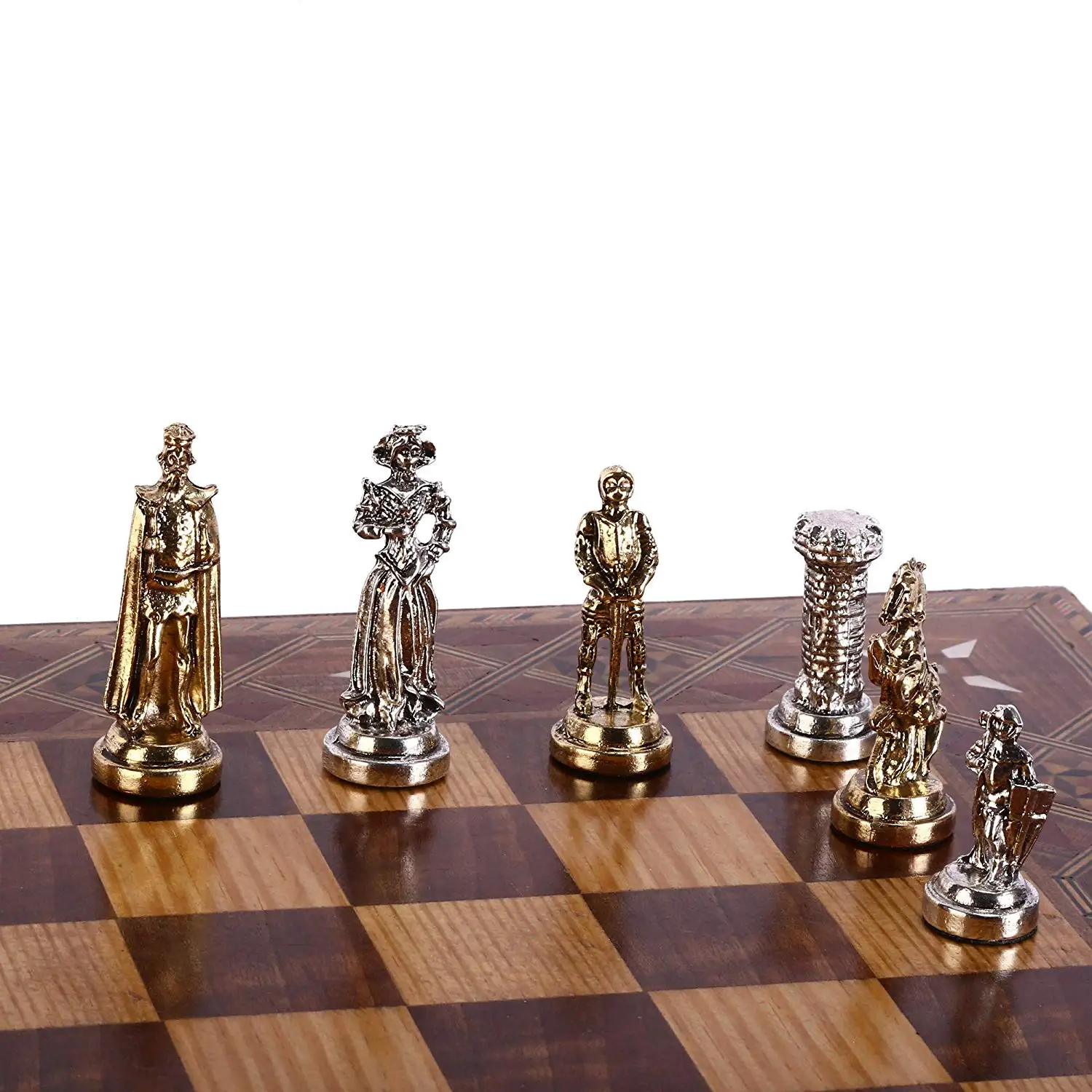 (Only 32 Chess Pieces) Medieval British Army Handmade Metal Chess Pieces King 7 cm (Board is not Included)