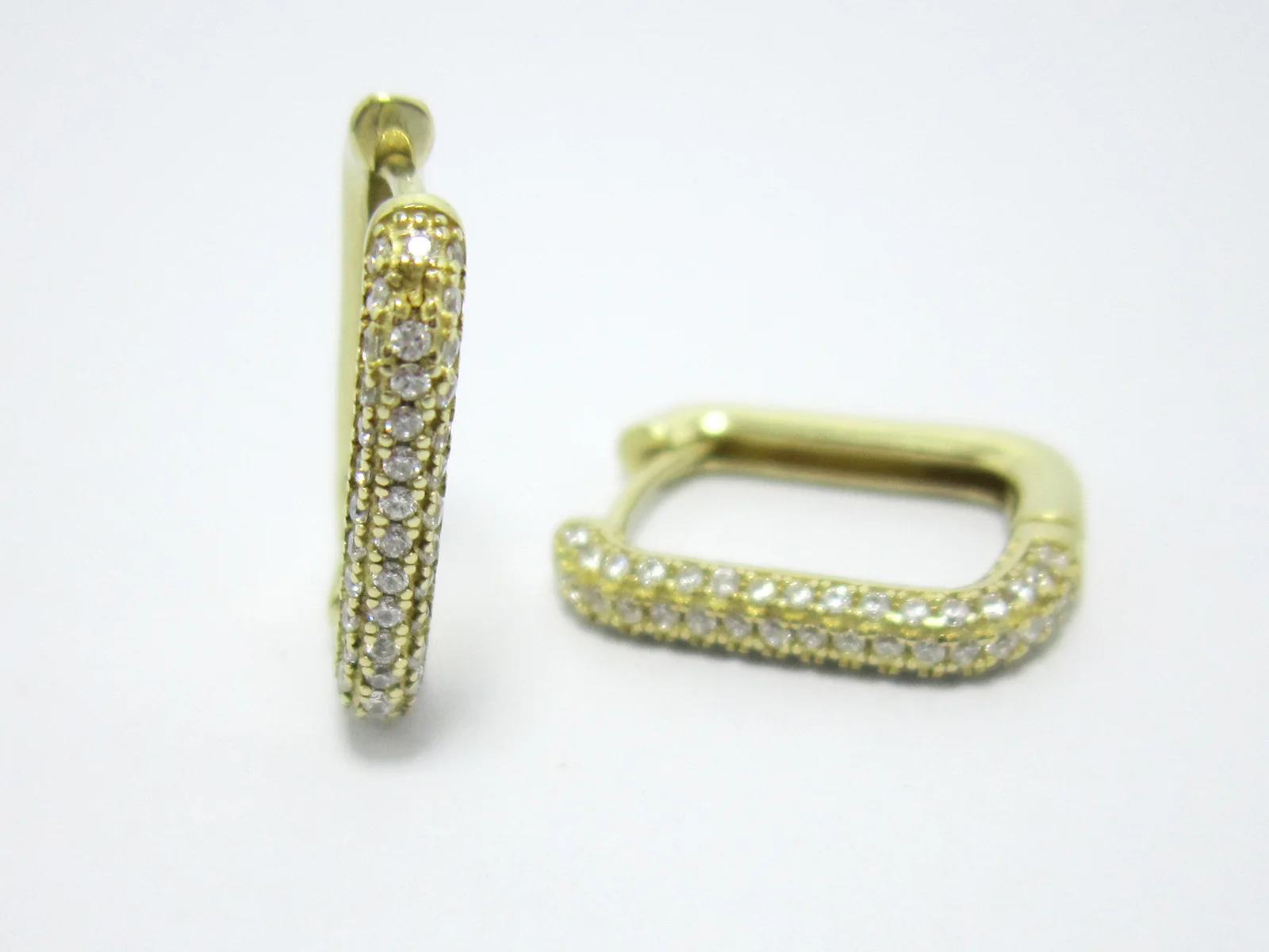 Rhinestone leverback 17x13.4x2.7mm Rectangle raw brass ear hooks Statement earrings -2pcs R2005