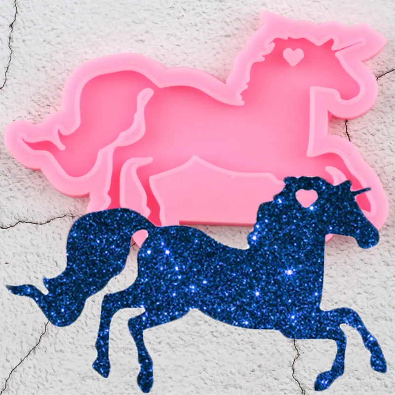 Shiny Pegasus Unicorn Silicone Molds Epoxy Resin Mold Craft Custom Keychain DIY Handmade Charms Mould Pendant Polymer Clay