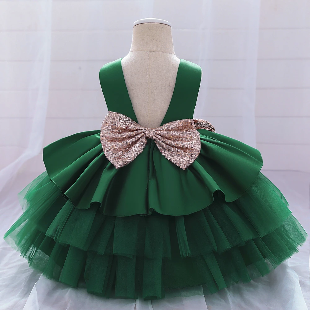Toddler Bow Baby Dress for Girls Christmas Clothe 1 Yrs Birthday Party Wedding Princess Dresses New Years Children Evening Gown