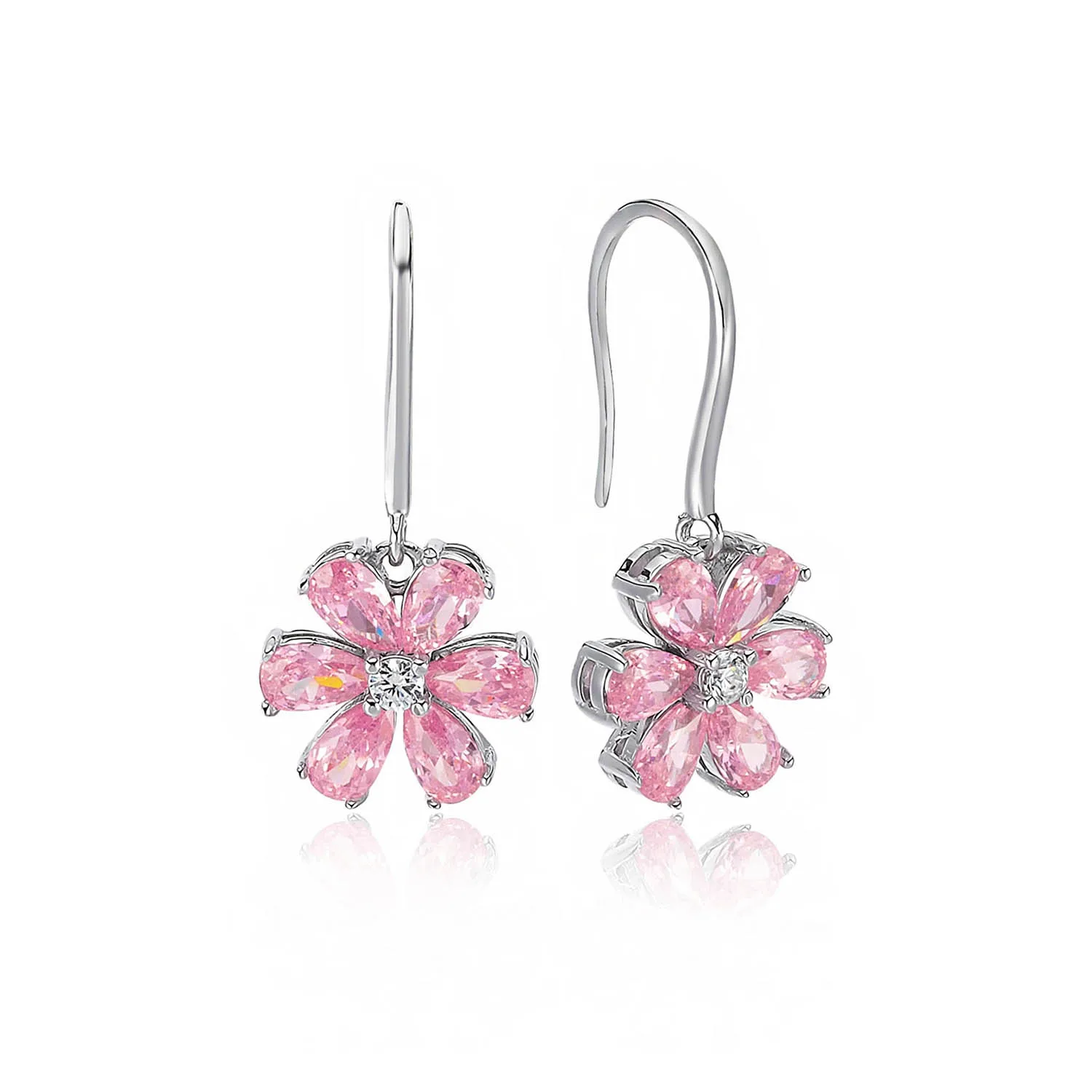 

Valori Jewels Forget Me Not Drop Earring , 2 Ct Zircon Pink Pear Gemstone , Rhodium Plated ,925 Silver, Fine Jewelry