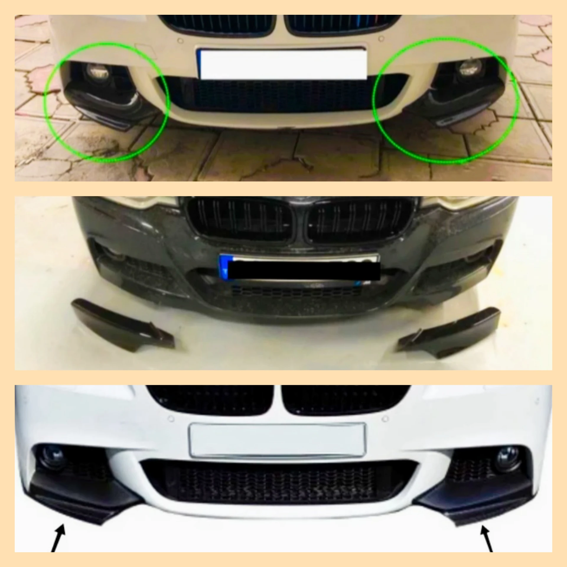 For BMW F10 5 series M Tech 2010 2017 Front Bumper Flap Splitter Flap Piano Black Sport Tuning Car Accessories