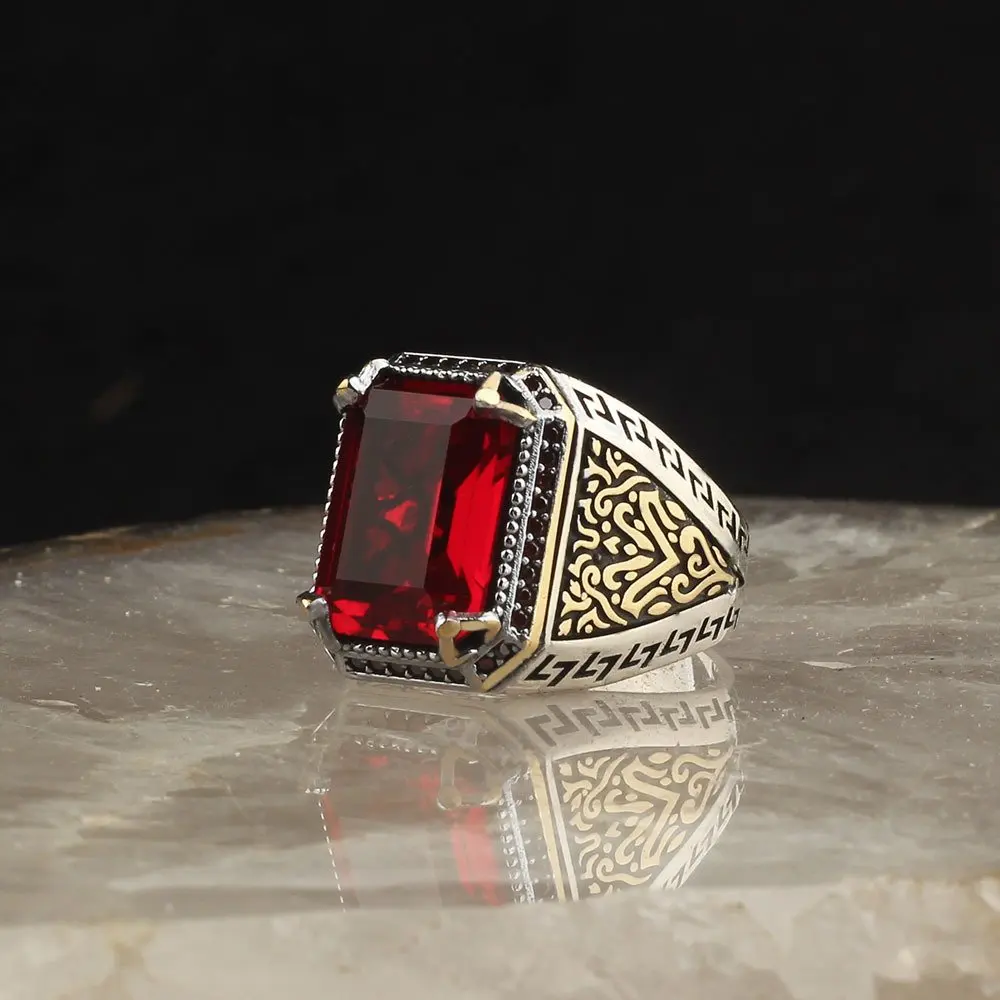 

925 Sterling Silver Ring for Men Zircon Stone Jewelry Fashion Vintage Gift Onyx Aqeq Mens Rings All Size