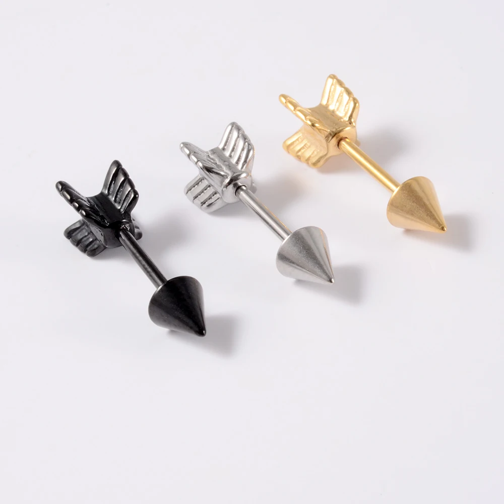 1Pcs Surgical Steel Arrow Design Spike Cartilage Earrings Multi-Use Arrow Industrial Barbell Piercing For Women Man Body Jewelry