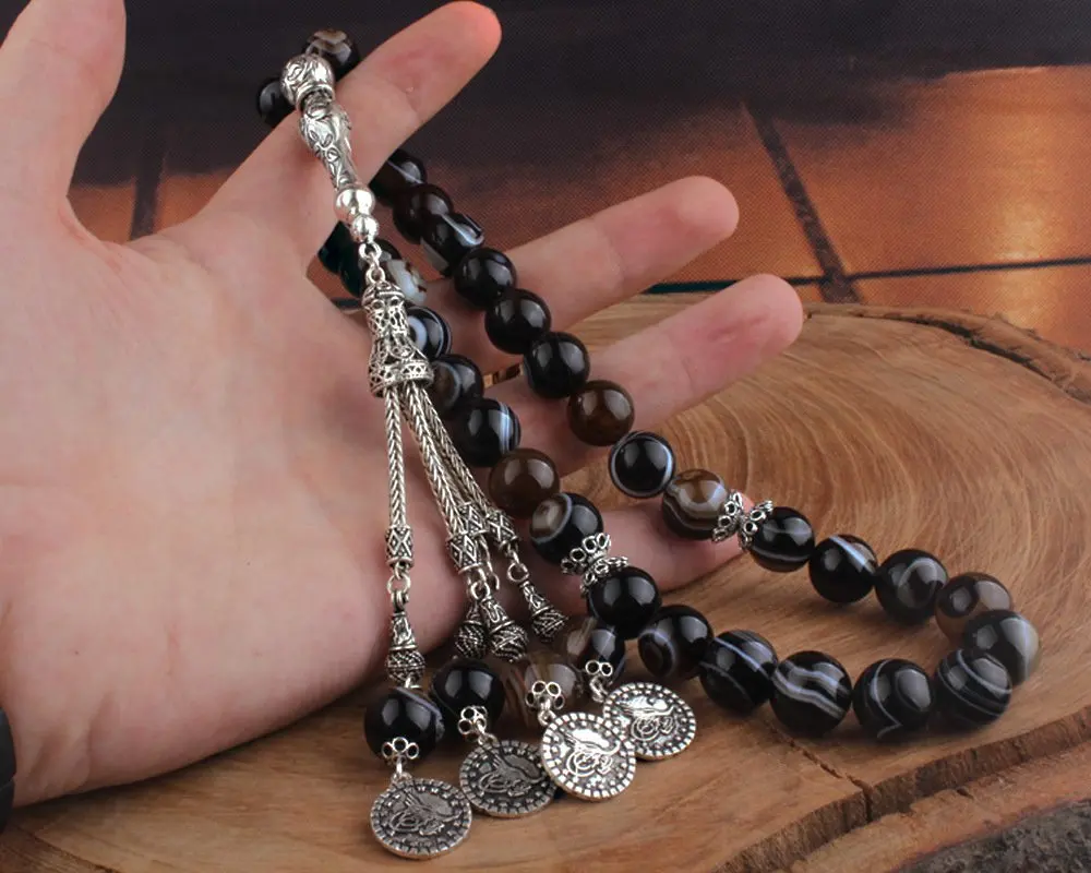 

Islam Tespih Muslim Rosary Beads 33 Prayer Rosary for Men Bracelet For Men Accessories agate stone Handmade Made in turkey