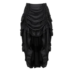 Gothic Steampunk IrregularPleated Long Skirt High Low Skirts Adult Party Sexy Dance Skirt Match Corset Pirate Costume Plus Size