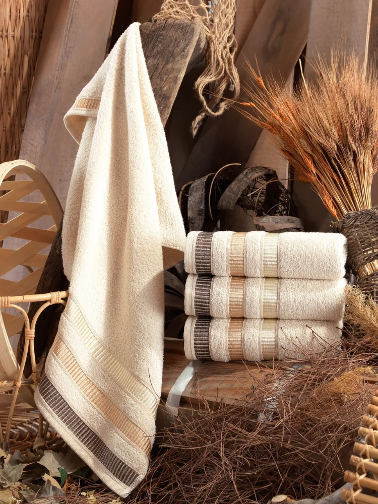 4 Pcs 50x90cm %100 Organic Cotton Face Towel, Dyed, Beige, Plain Woven Unisex Absorbent Super Soft Shower Bath Home Textile 2021