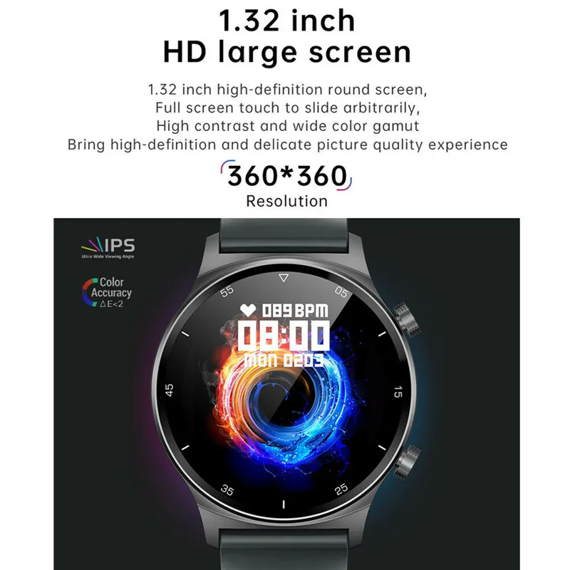 Women Men Touch Screen Smart Watch Heart Rate Monitor Sport Call/SMS Reminder Business Smartwatch Music Control Remote Camera